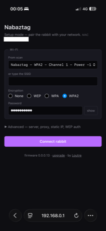 Step 5 — Wi-Fi + Advanced → Server → Boot URL host